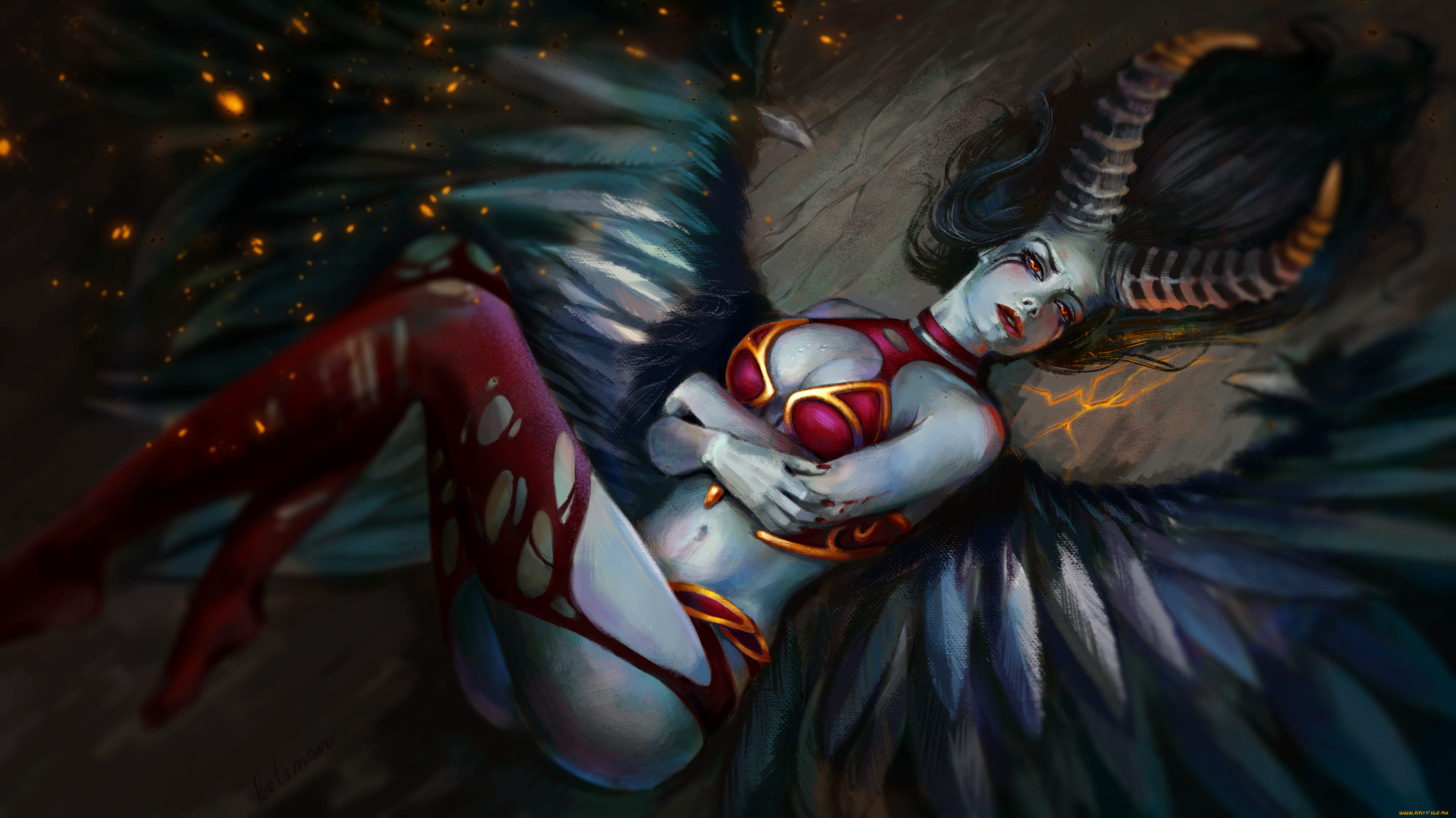 видео, игры, dota, 2, девушка, фон, взгляд, рога