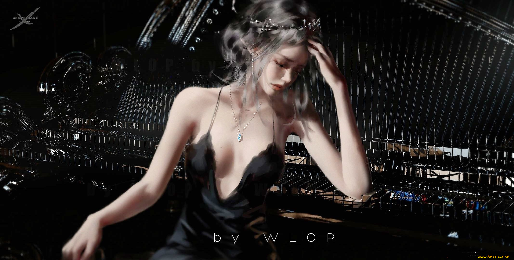 фэнтези, девушки, девушка, рояль