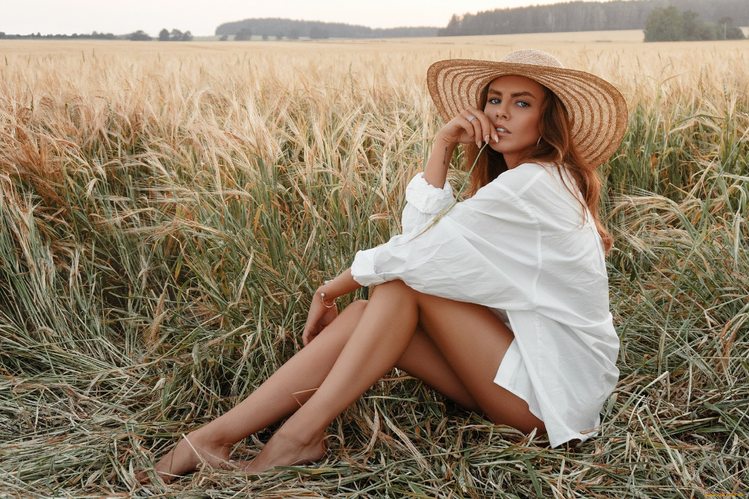 девушки, полина, стрелец, поле, колосья, шляпа