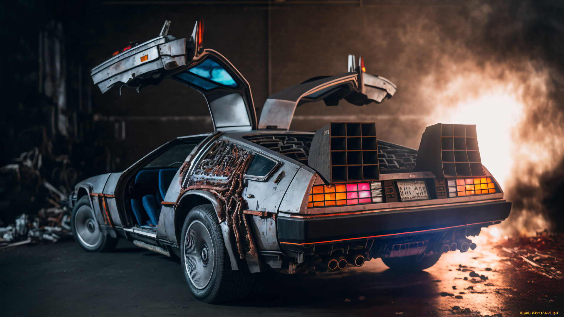 автомобили, 3д, delorean, dmc-12, нейросети, графика, нейроарт, ai, art, нейронные, сети, рисунки, нейро, искусство