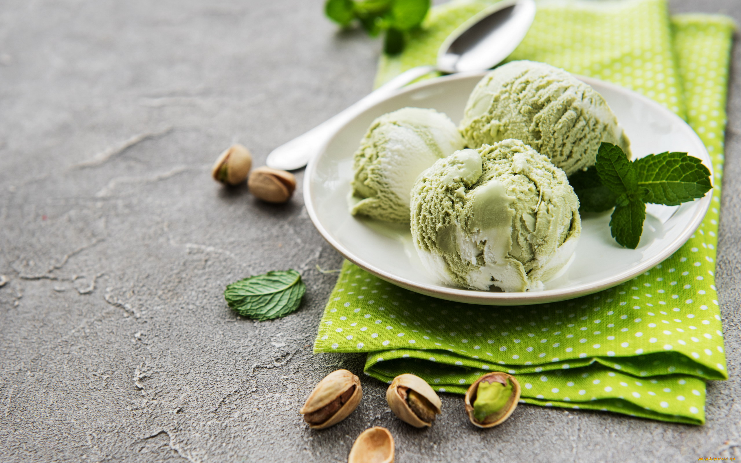 еда, мороженое, , десерты, мята, орехи, фисташки