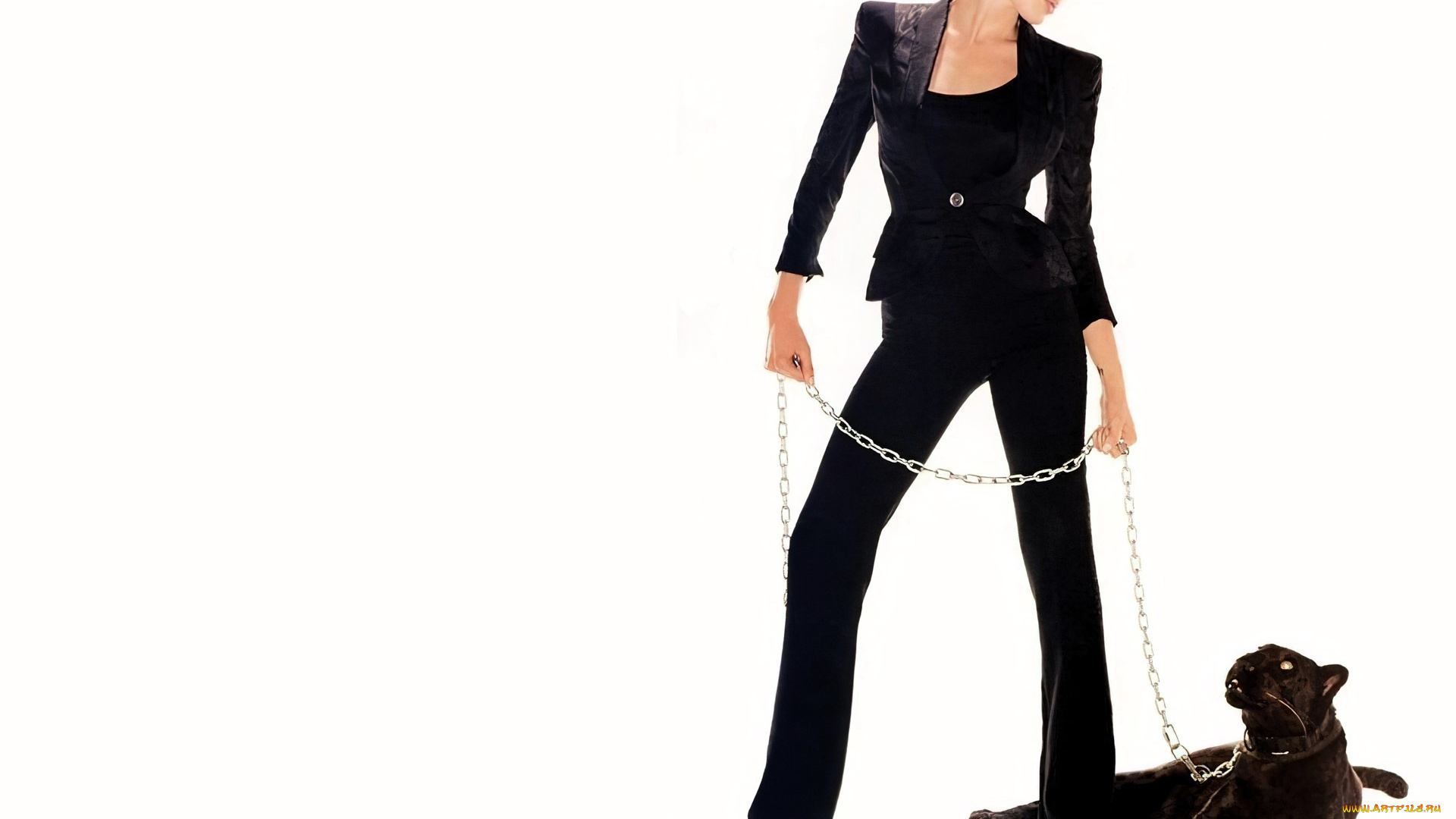 девушки, angelina, jolie, актриса, костюм, цепь, пантера