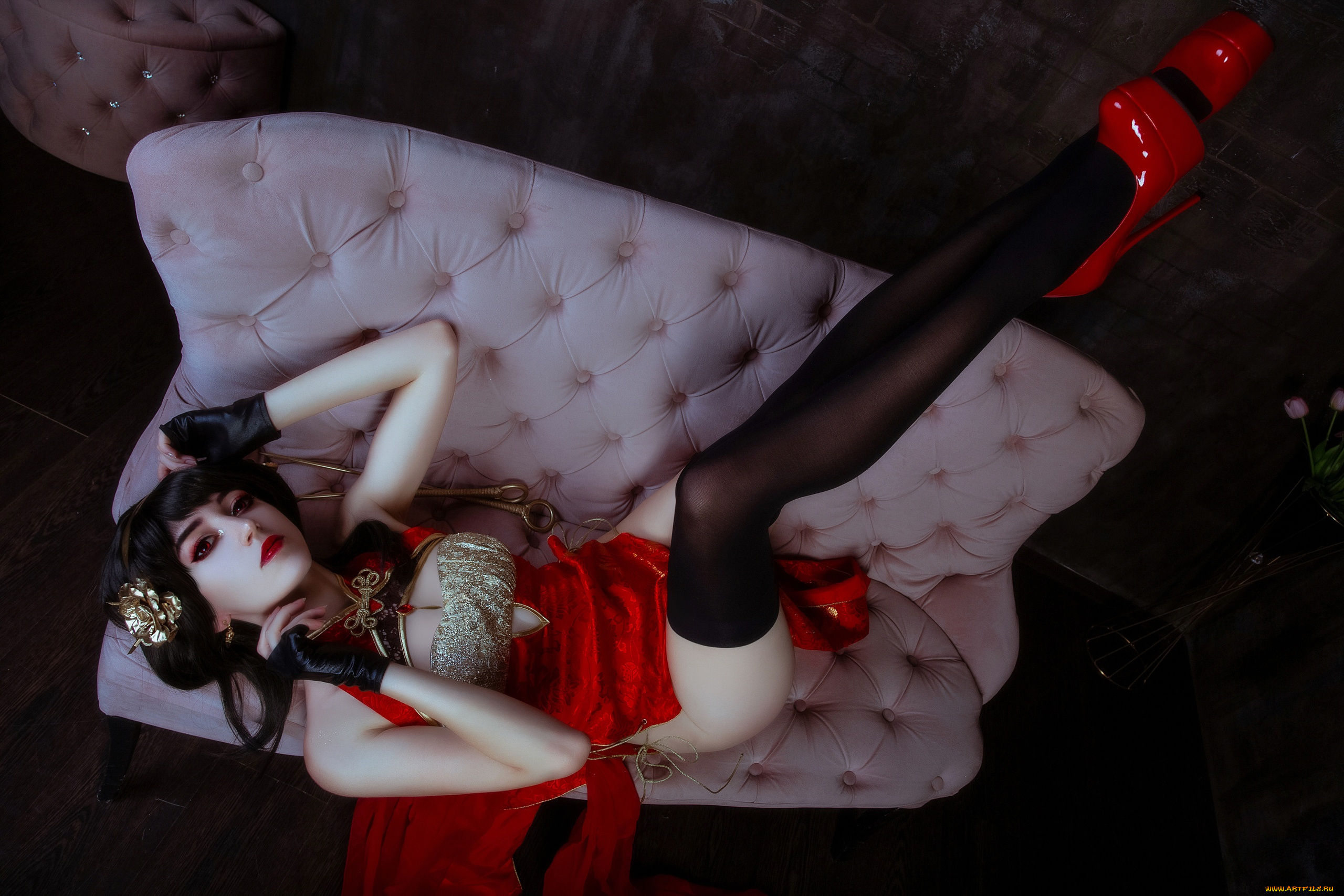 momo, cosplay, девушки, momo, девушка, женщина, брюнетка, темноволосая, сексуальная, модель, звезда, позирует, разная, обувь, верхняя, стильная, одежда, нижнее, эротическое, бельё, трусы, лифчик, колготки, чулки, аксессуары, макияж, и, множество, элементов, на, фотографии