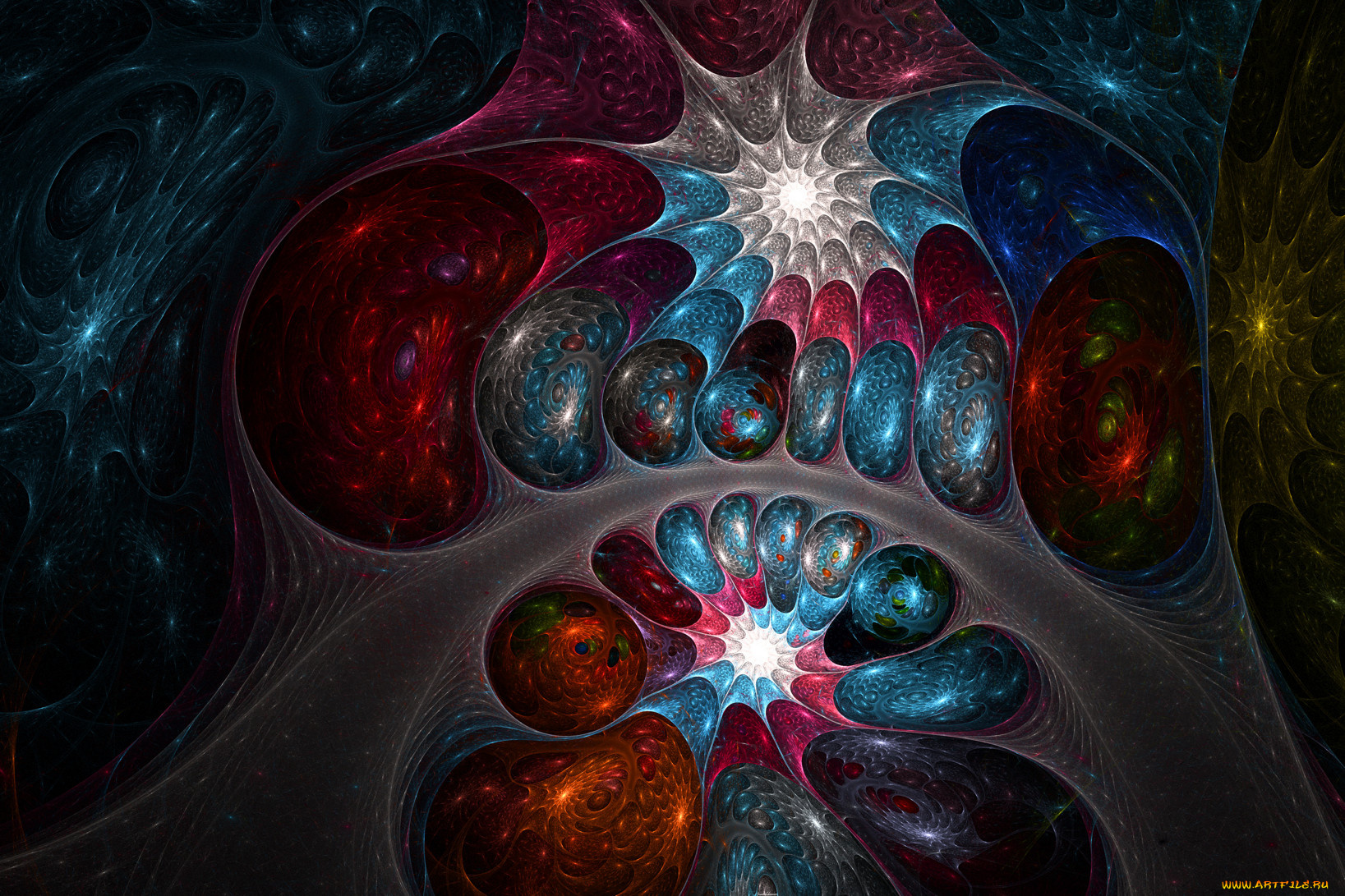 3д, графика, fractal, фракталы, цвета, узор, фрактал