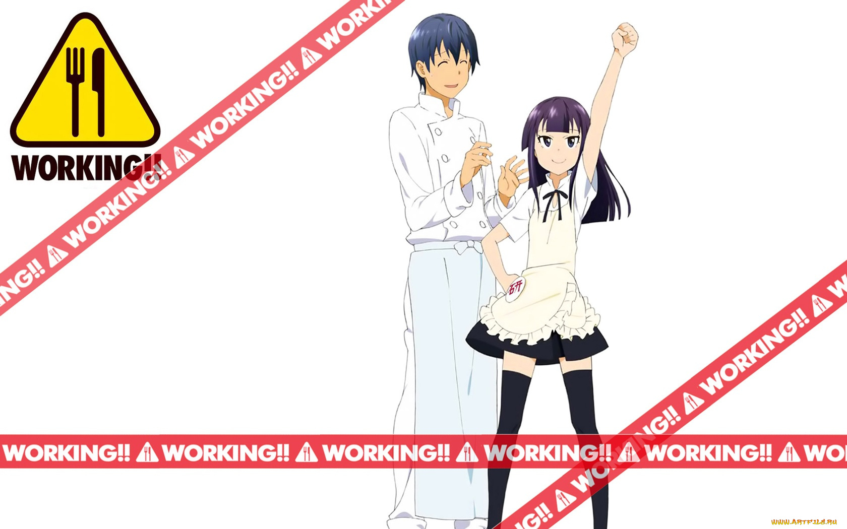 аниме, working, девушки