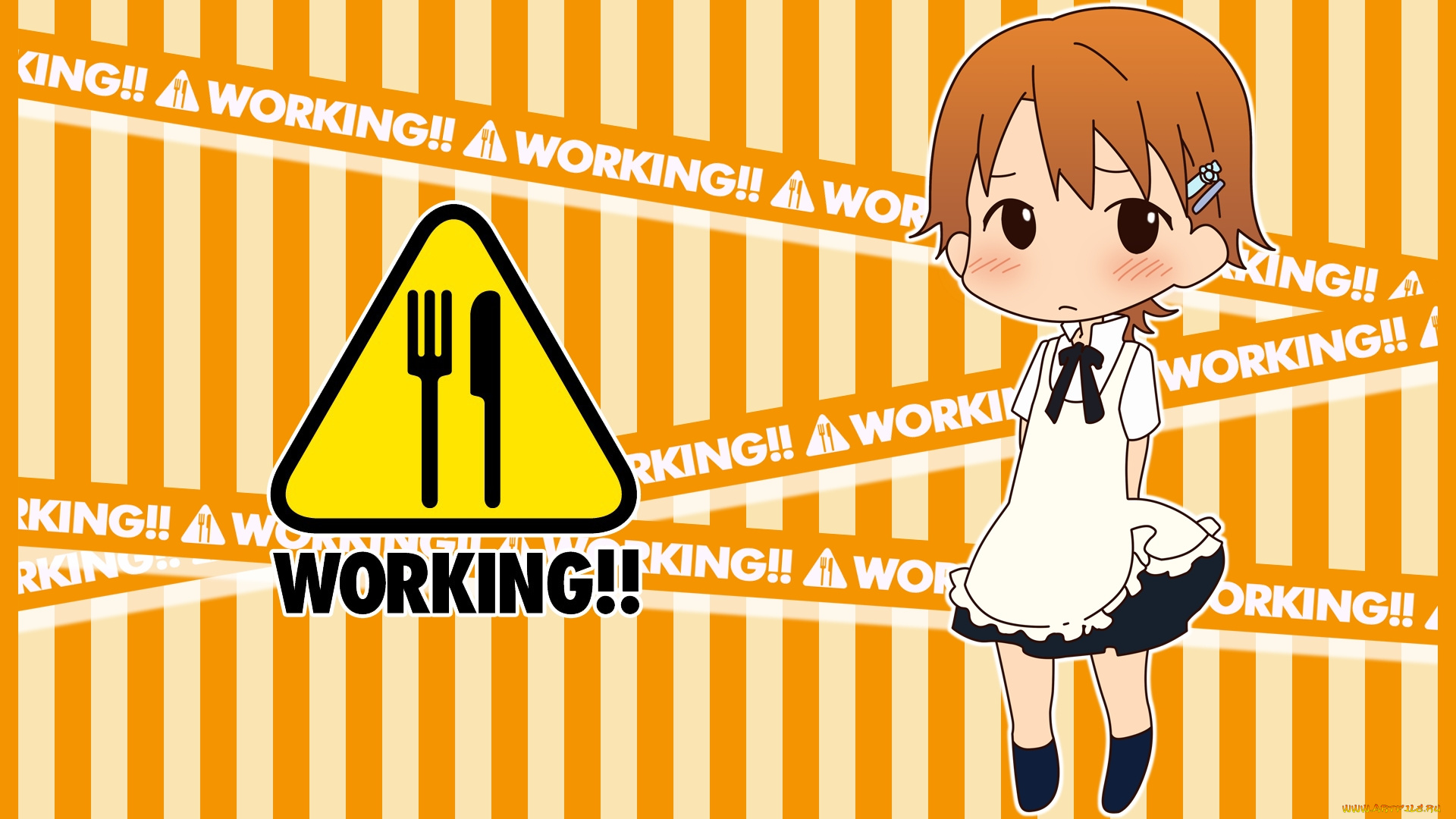 аниме, working, девочка, полосы