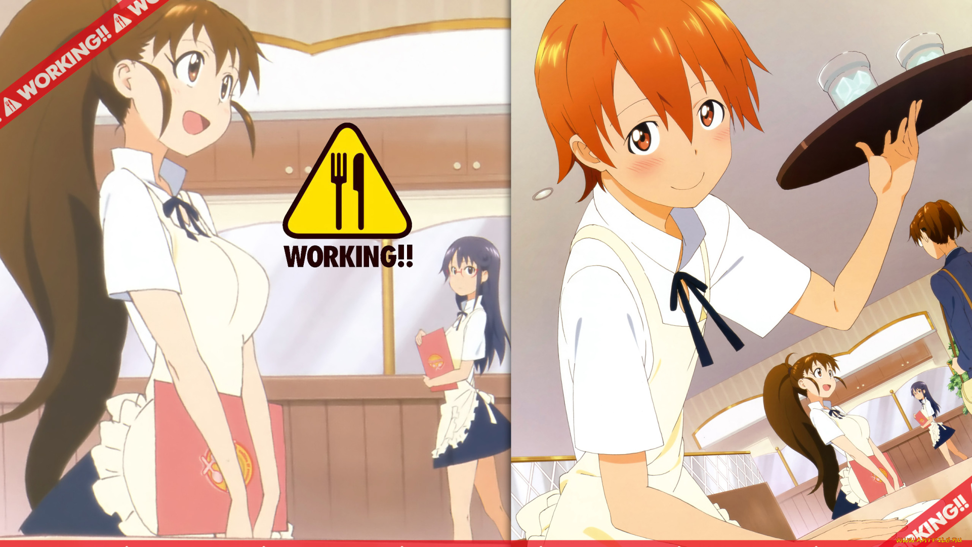 аниме, working, девочки