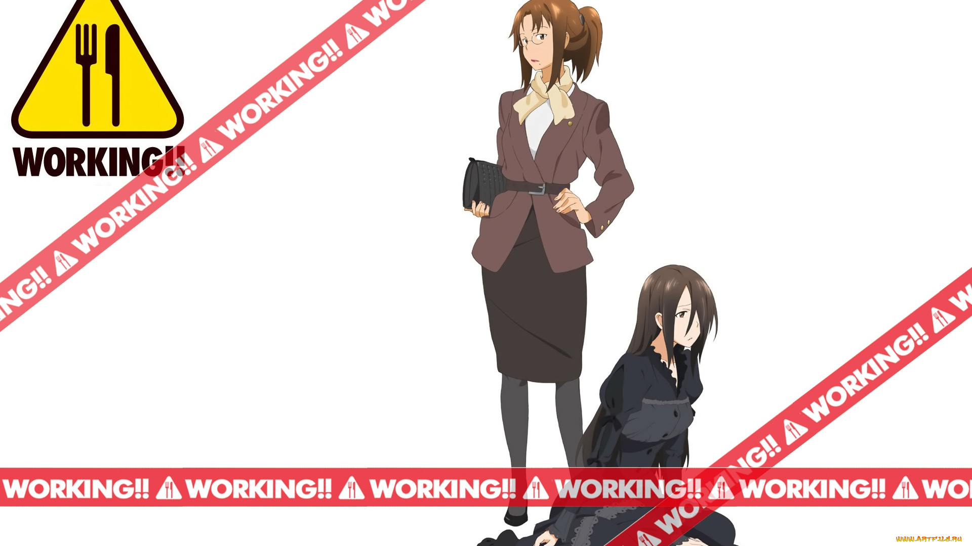 аниме, working, девушки