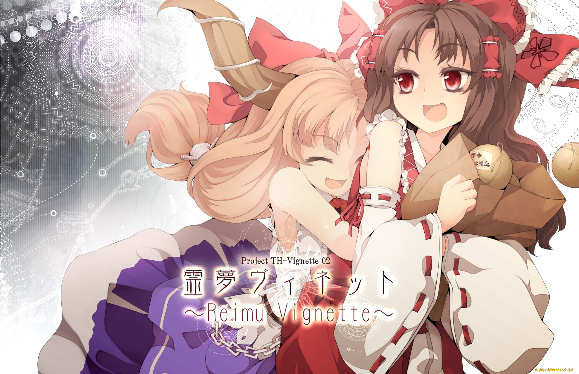 аниме, touhou, рейму, хакурей, и, суйка, ибуки