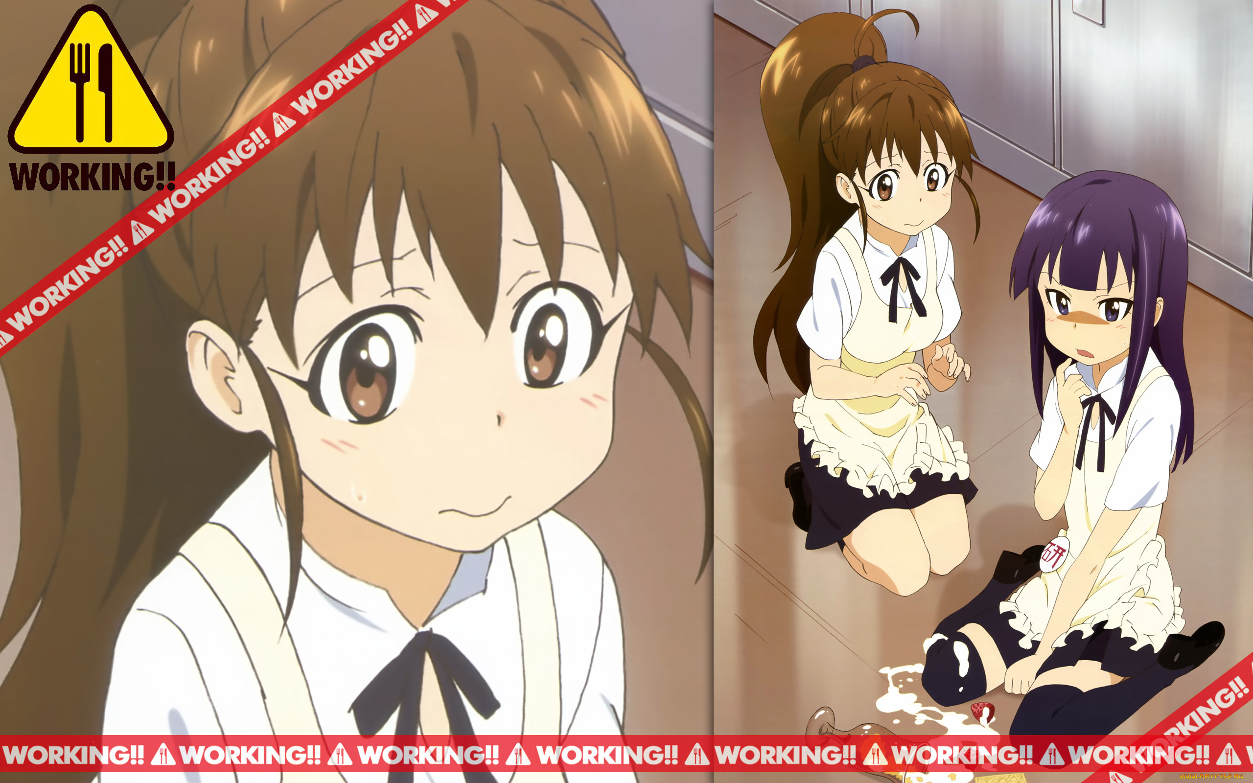 аниме, working, девушки