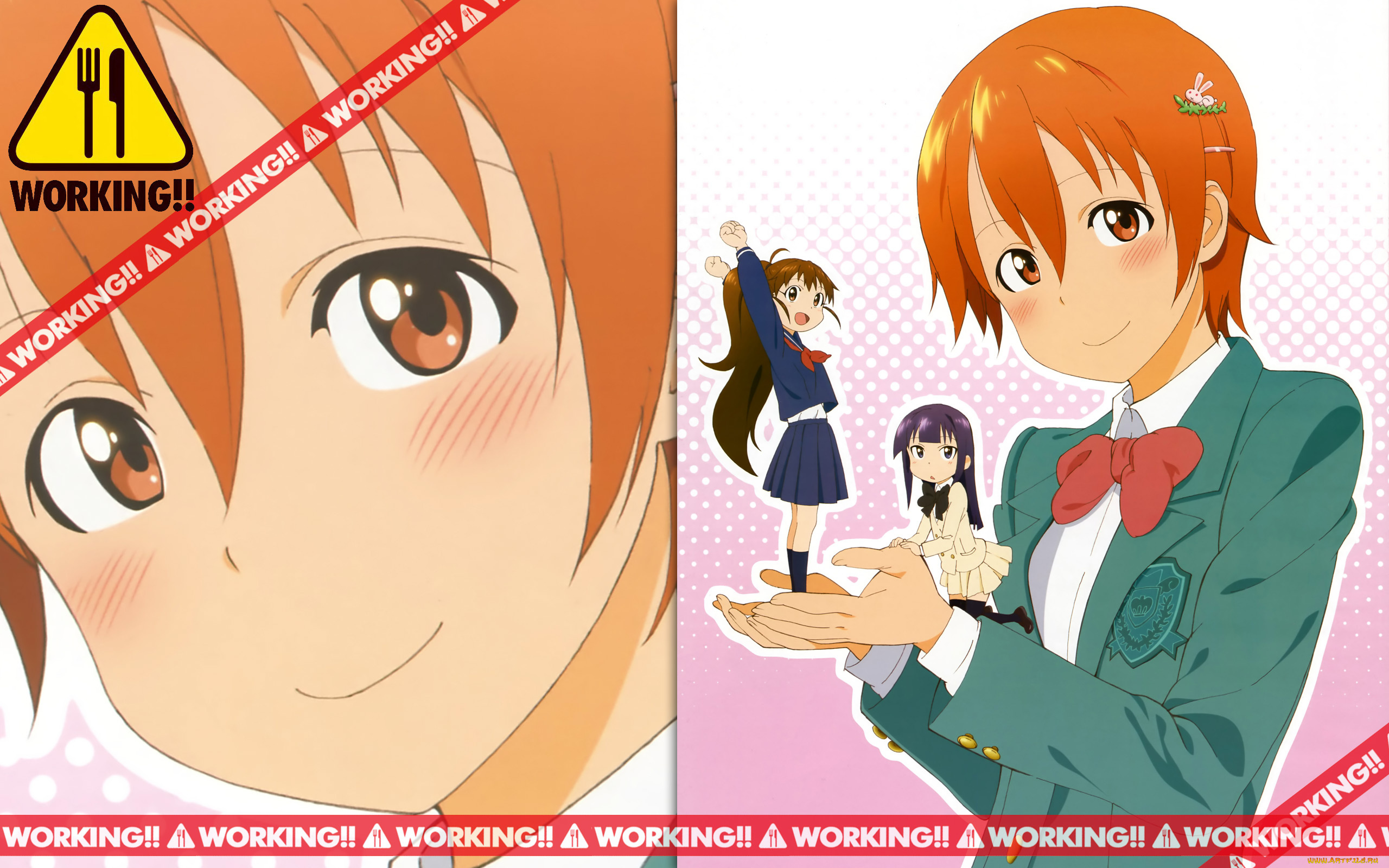аниме, working, девушки