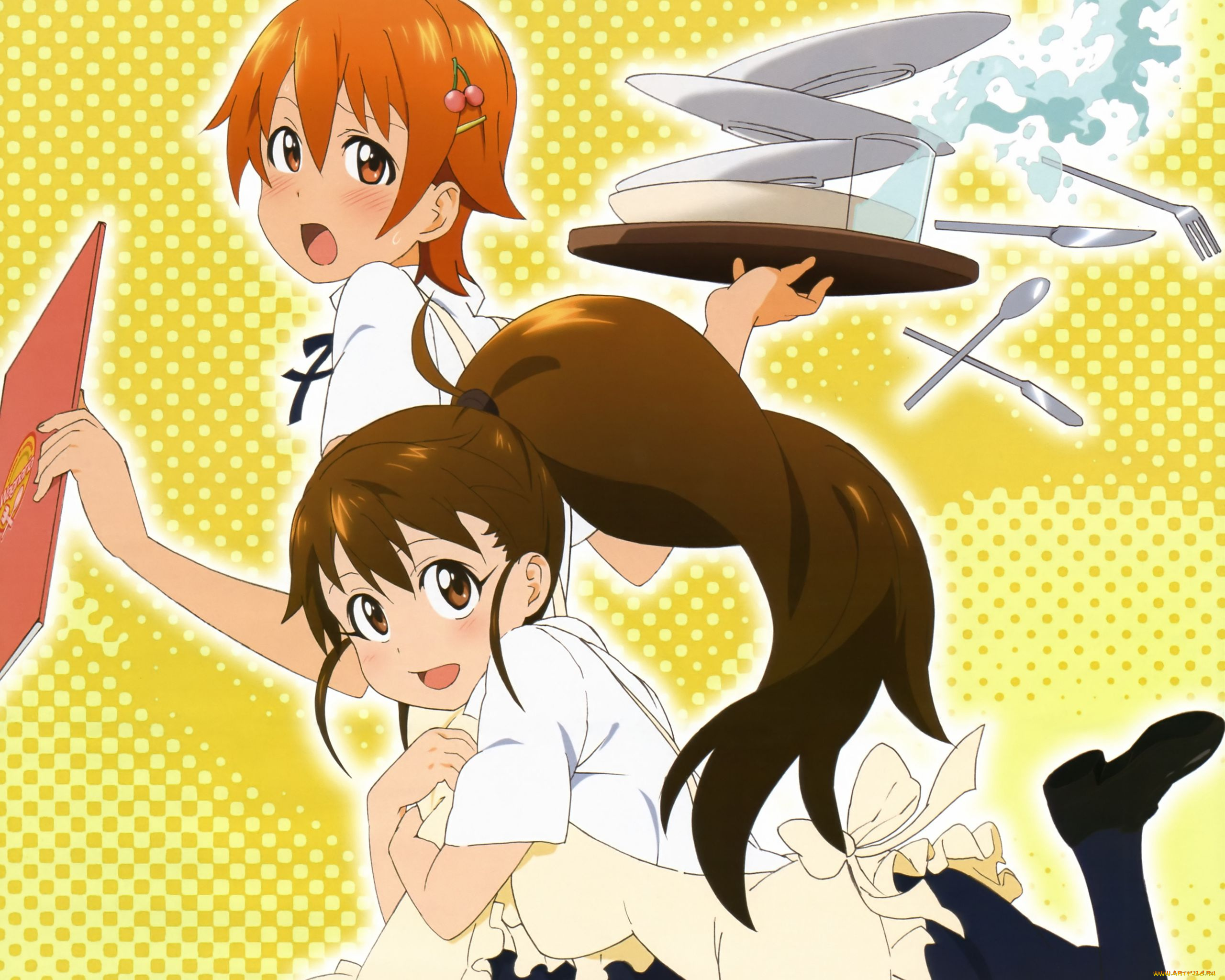 аниме, working, девочки