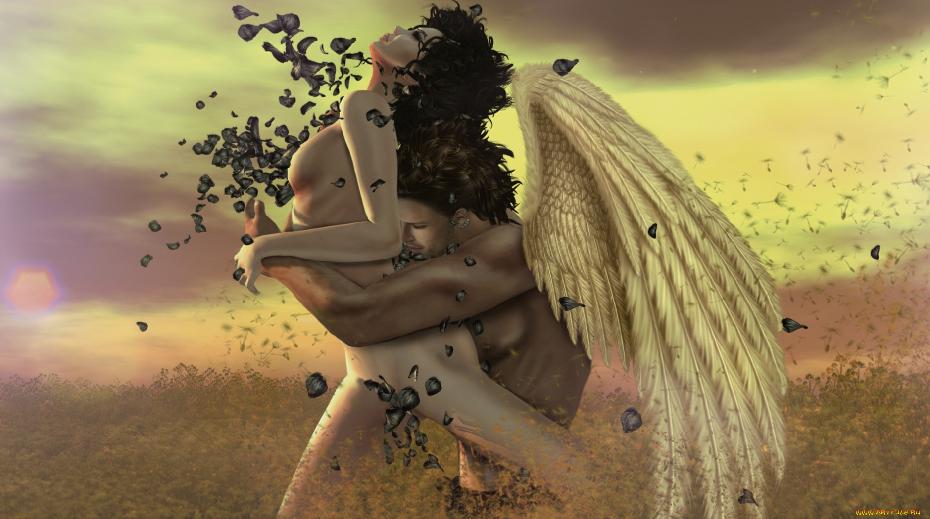 3д, графика, romance, ангел, девушка, страсть