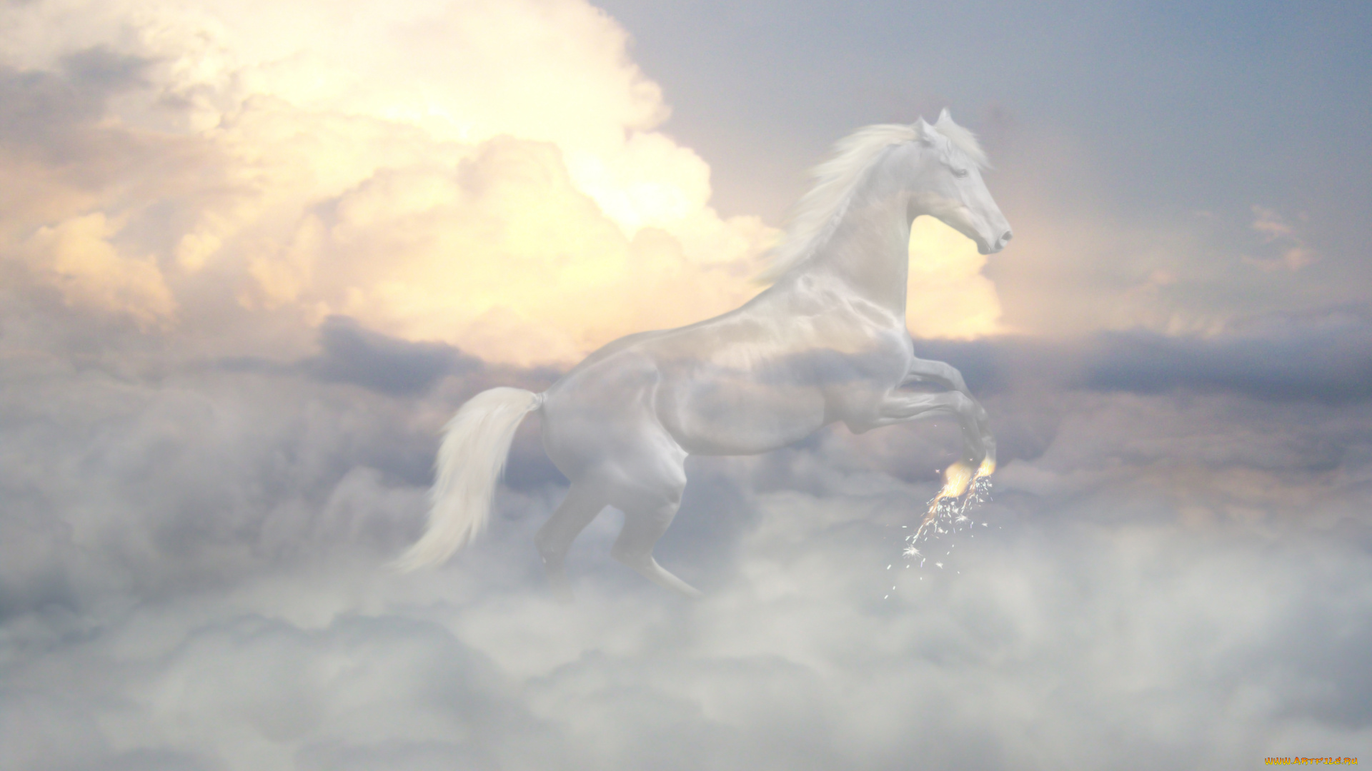 фэнтези, призраки, лошадь, облака