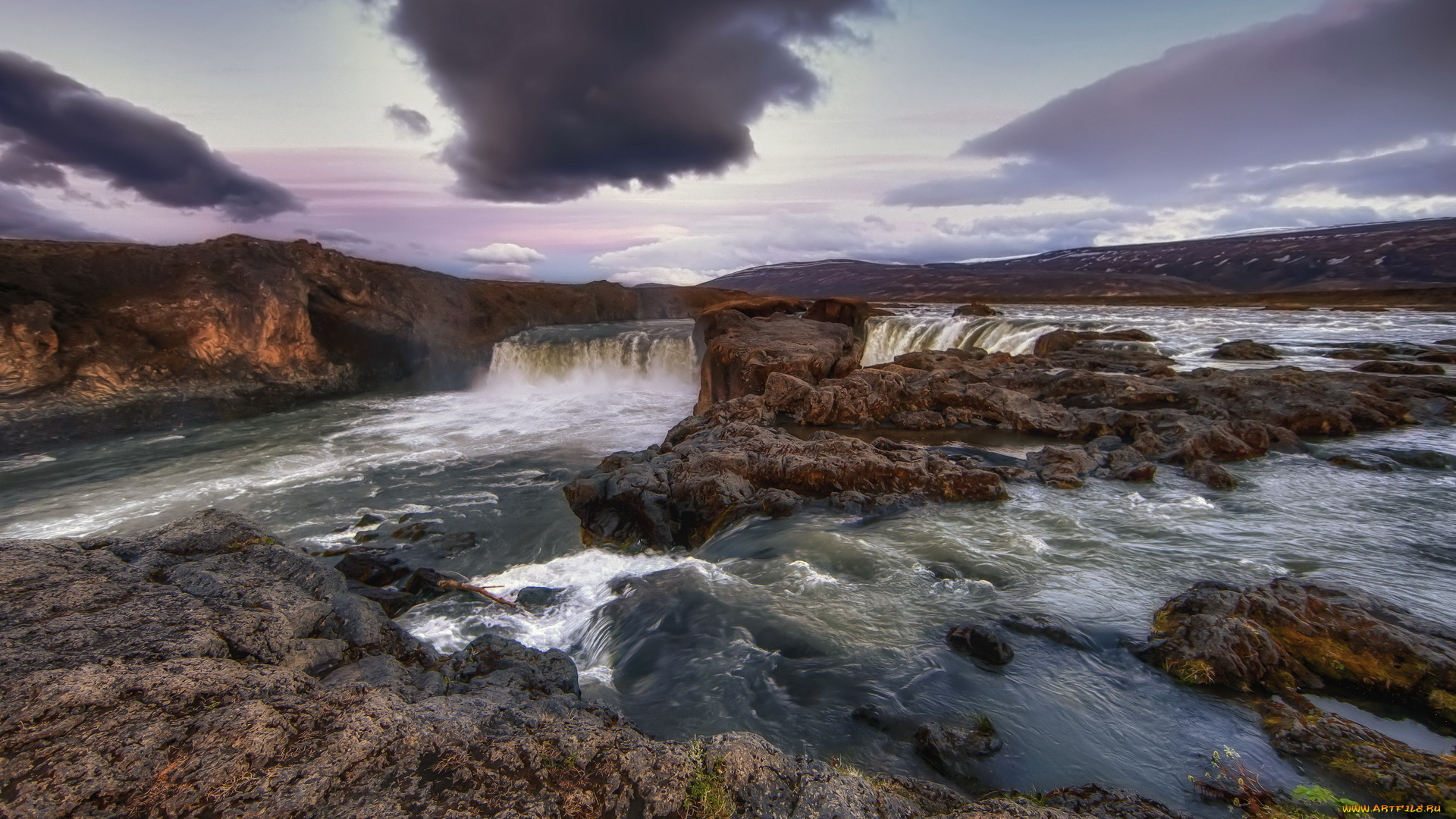 исландия, godafoss, waterfall, природа, водопады