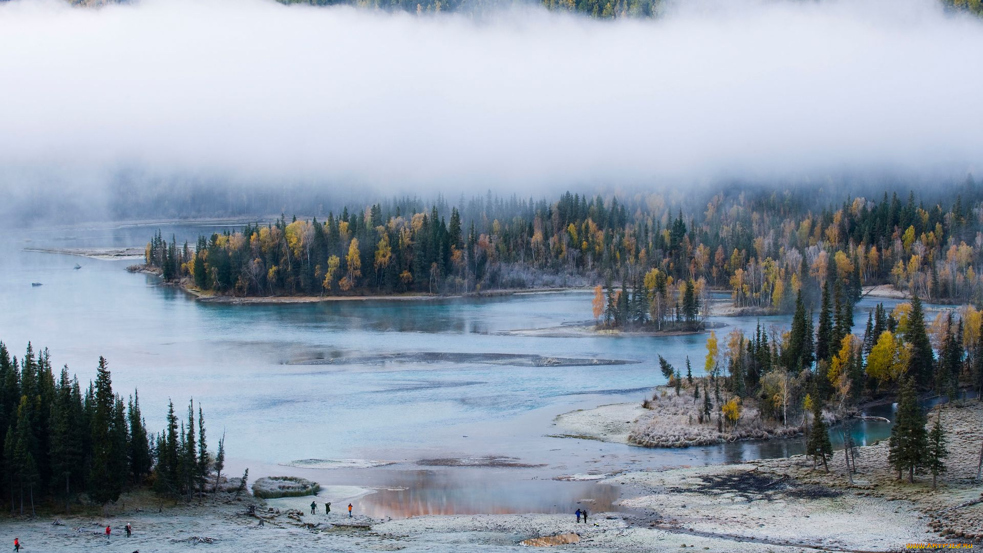 природа, реки, озера, река, зима, лес