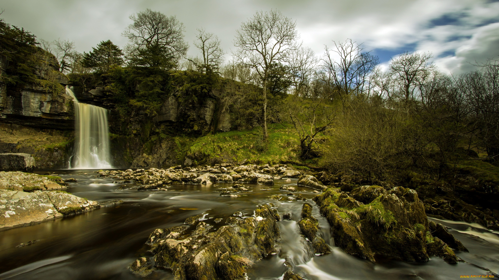 природа, водопады, река, деревья
