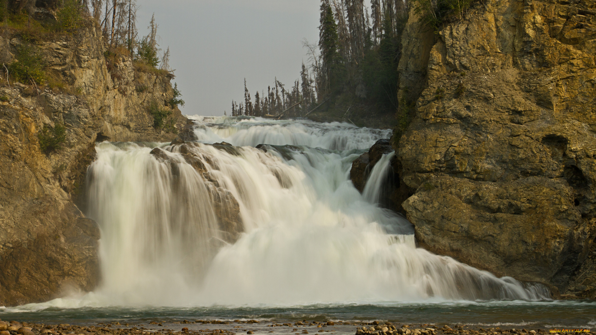 smith, river, falls, природа, водопады, fort, halkett, provincial, park, british, columbia, canada, канада, поток, скалы