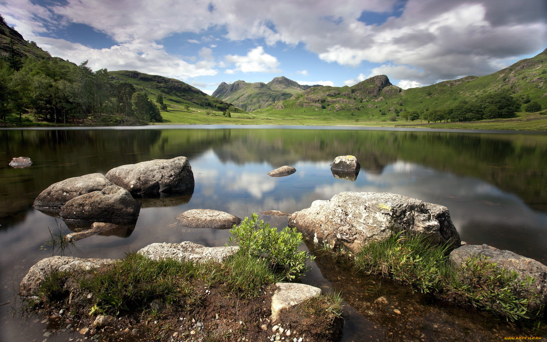 природа, реки, озера, лето, камни, озеро