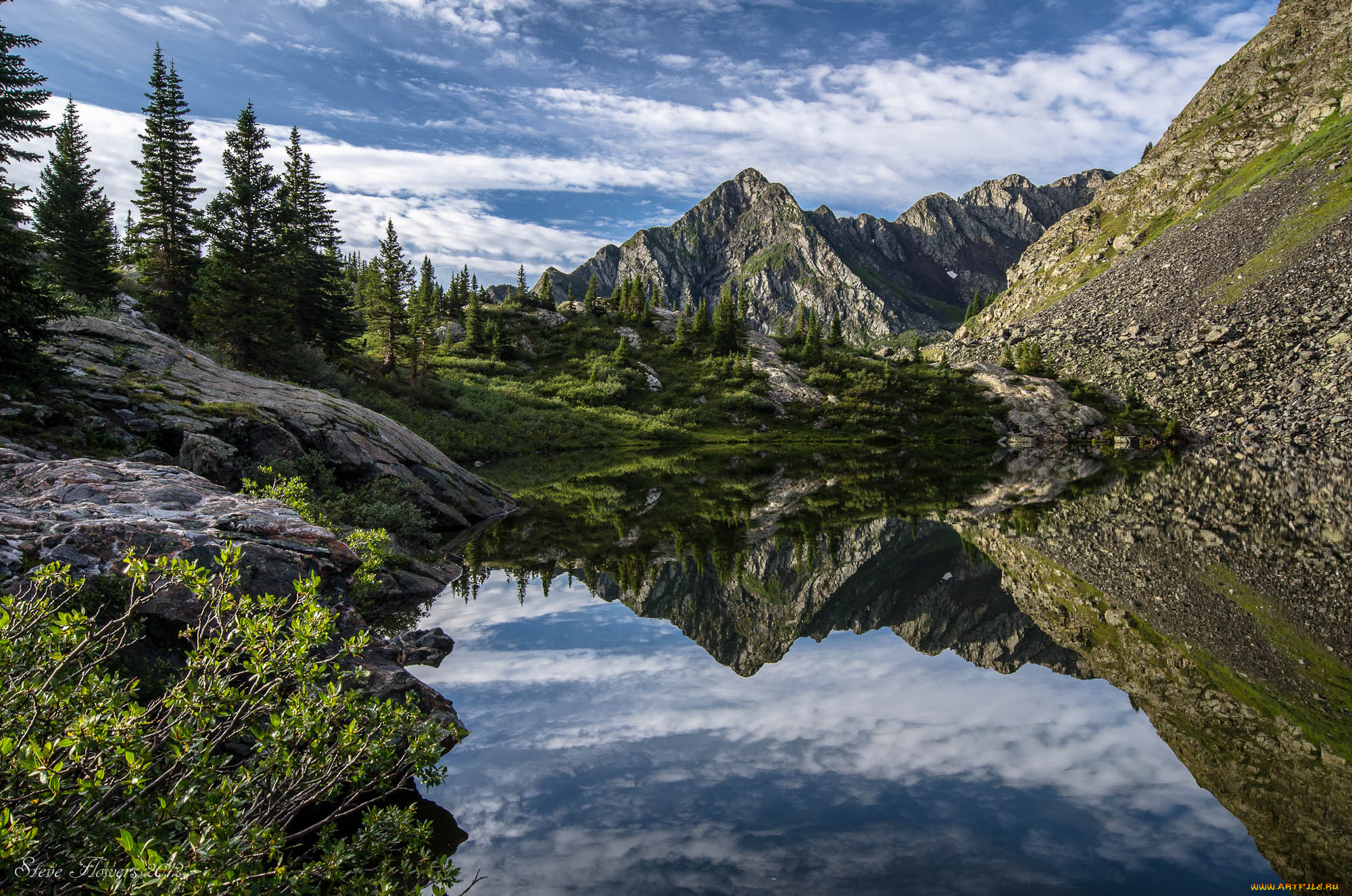природа, реки, озера, moon, lake, пейзаж, отражение, озеро, горы