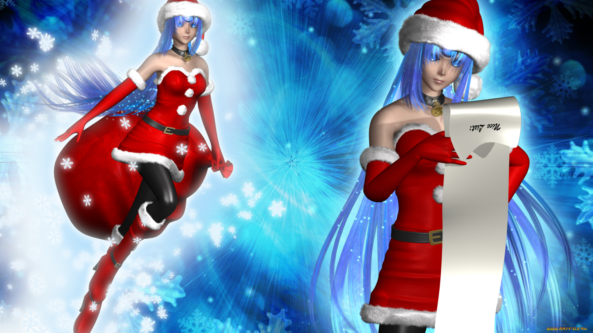 3д, графика, anime, аниме, vocaloid, снегурочки