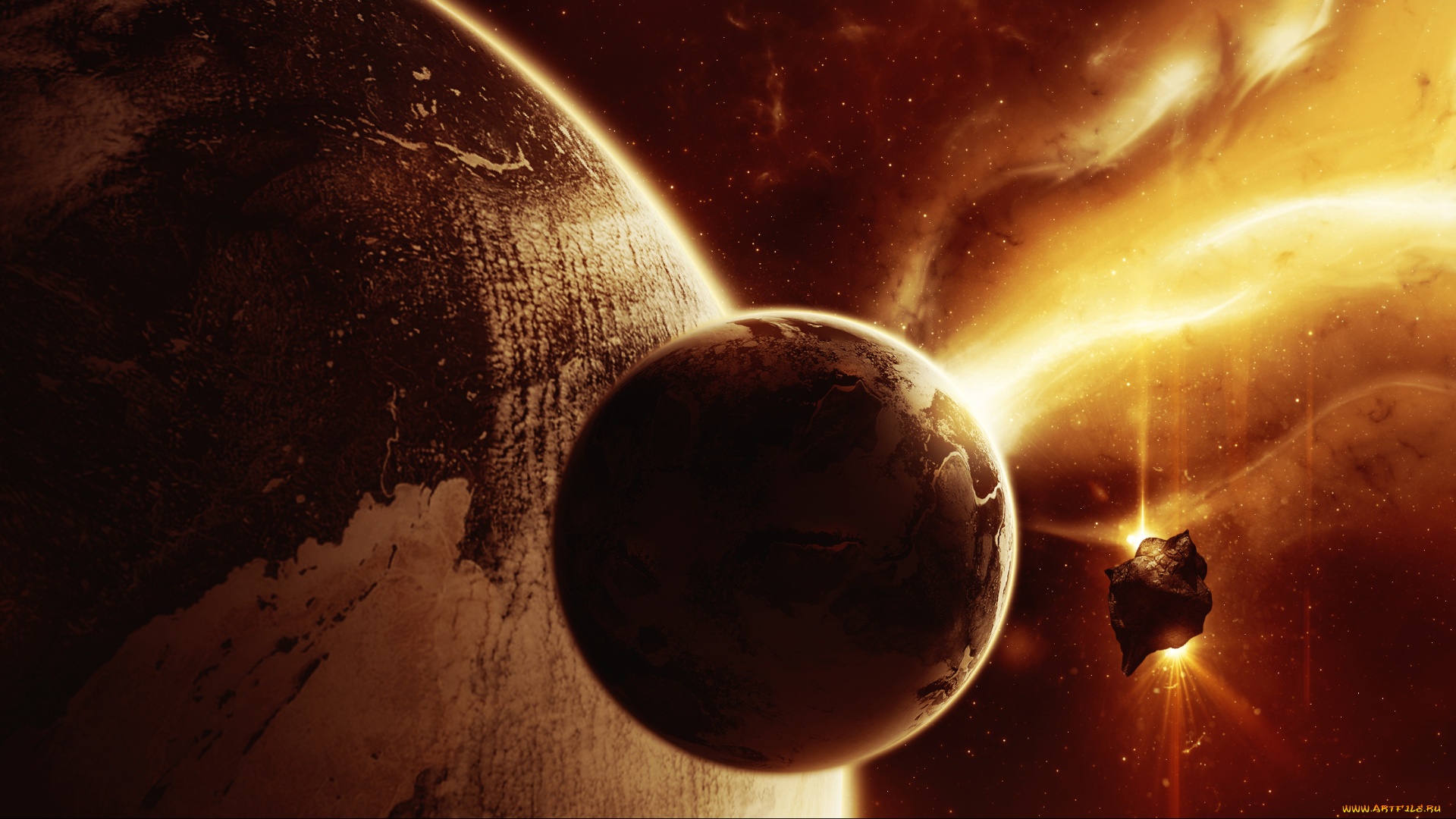 космос, арт, объект, свет, планеты, звезды
