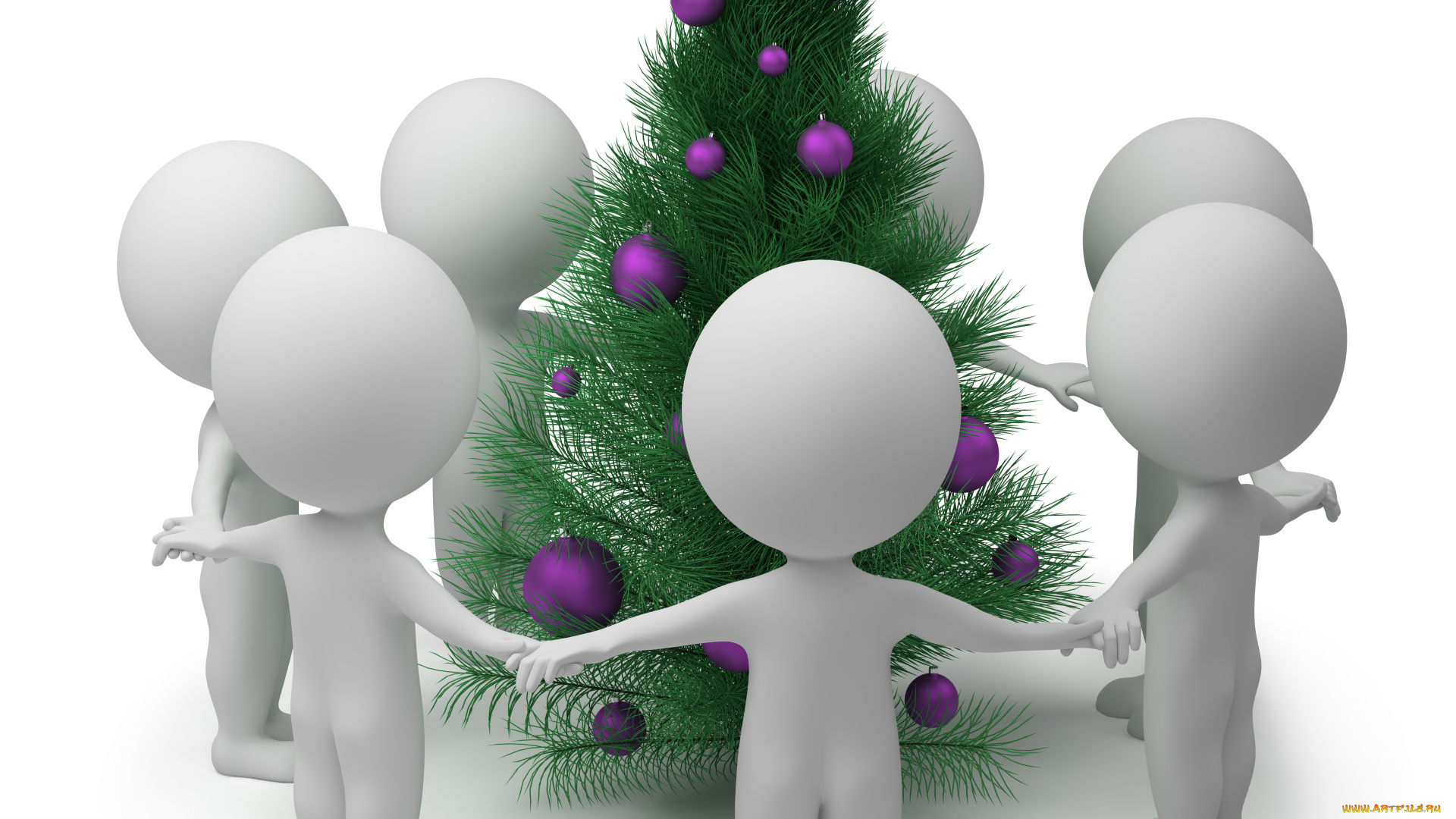 праздничные, 3д, графика, новый, год, украшение, ель