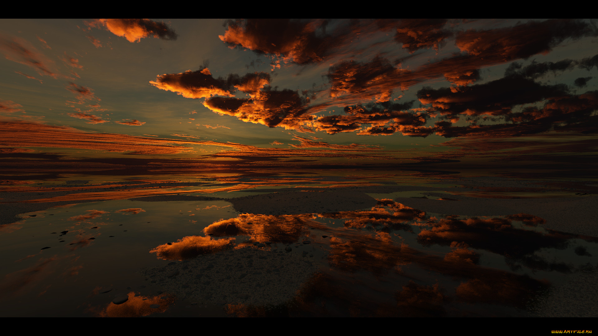 природа, восходы, закаты, отражение, облака