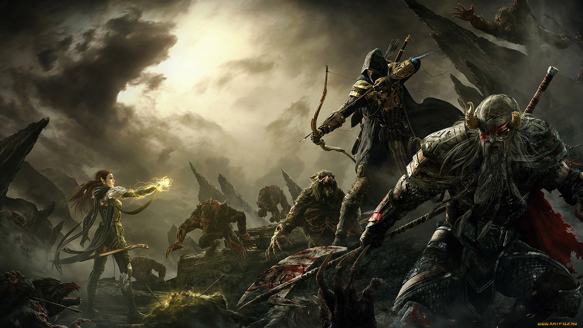 the, elder, scrolls, online, видео, игры, существа, сражение, лучник, магия, викинг