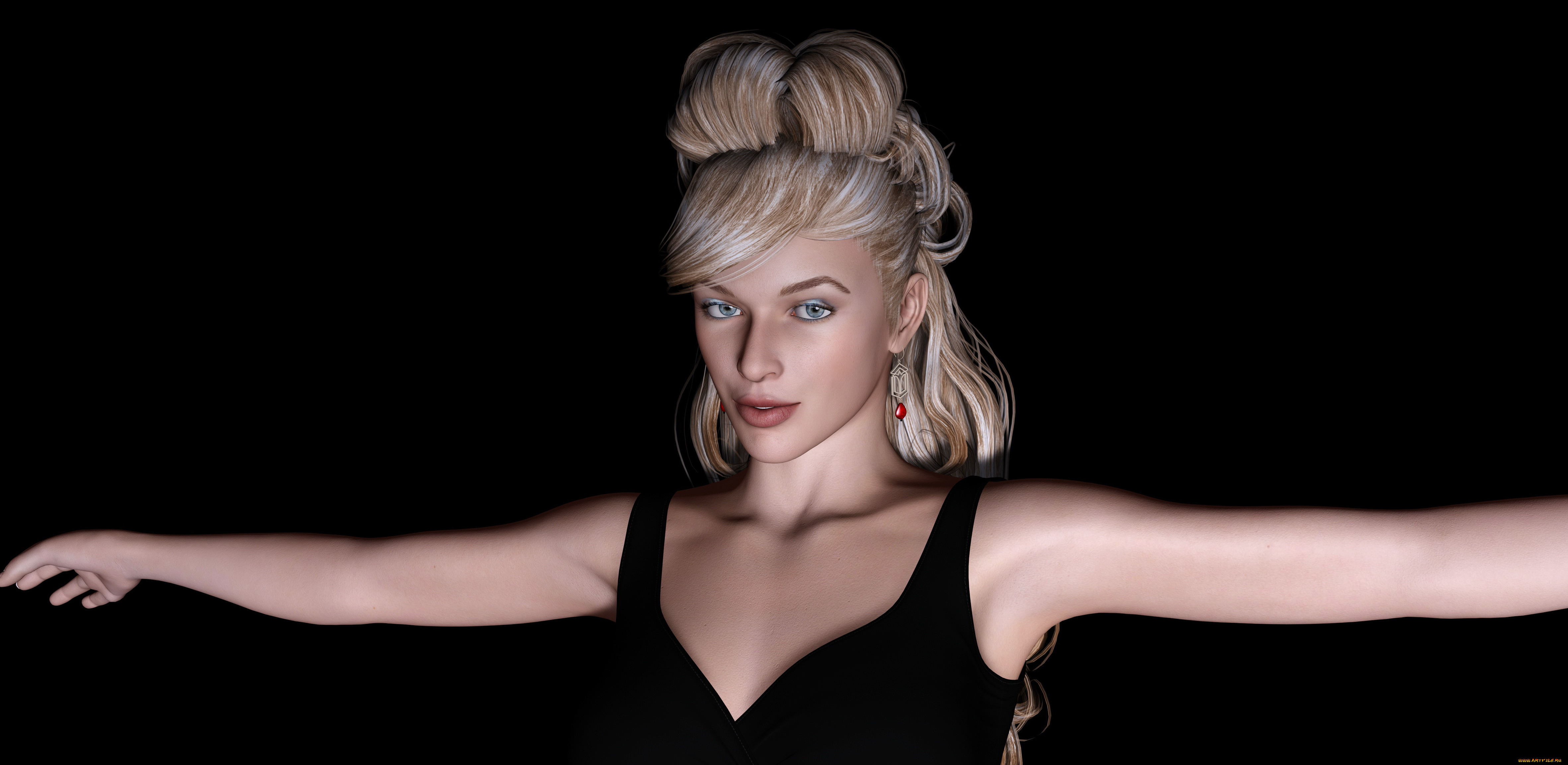 3д, графика, people, люди, лицо, руки, взгляд, девушка, глаза