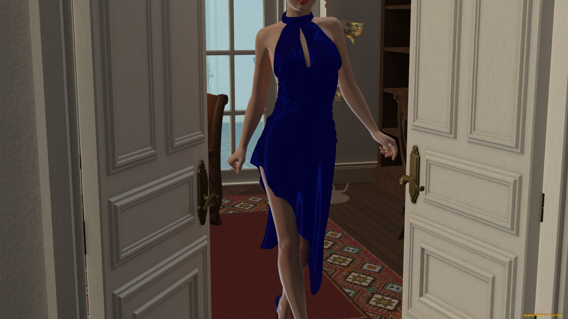 3д, графика, люди, , people, дверь, взгляд, девушка