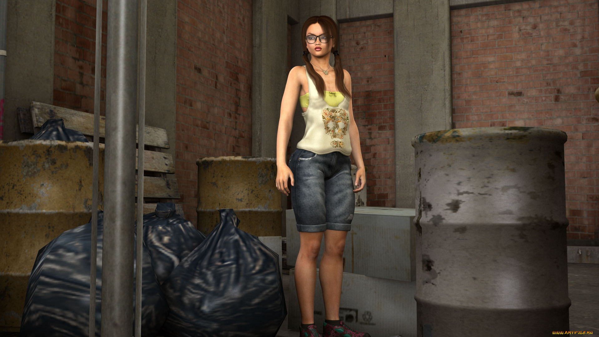 3д, графика, люди, , people, очки, взгляд, девушка