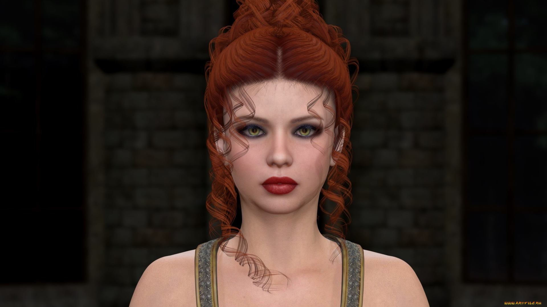 3д, графика, портрет, , portraits, рыжая, взгляд, девушка