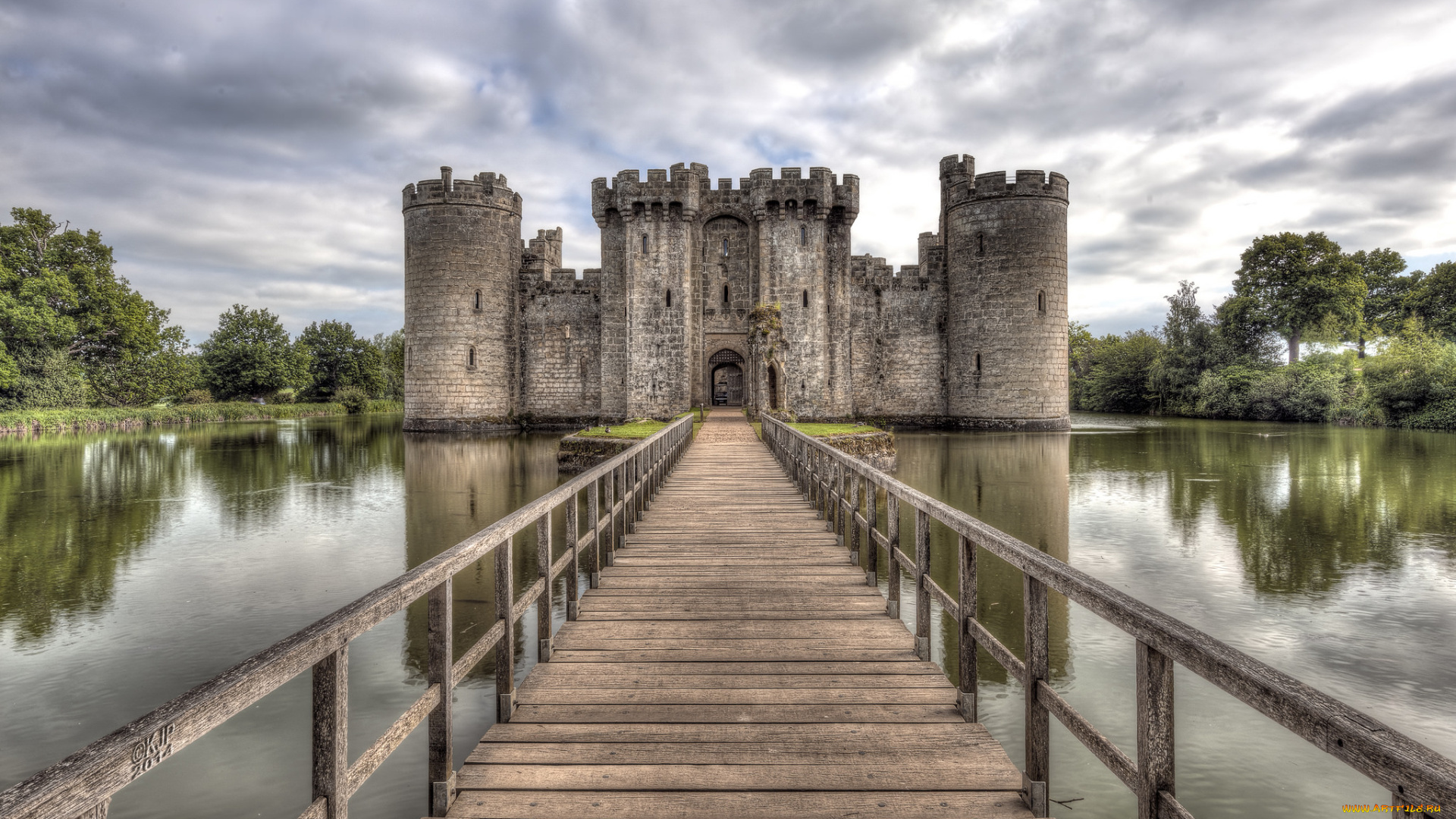 bodiam, города, -, дворцы, , замки, , крепости, лес, озеро, мост, замок