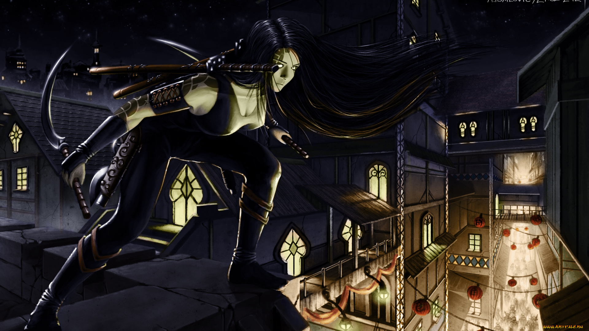 фэнтези, девушки, оружие, девушка, высота