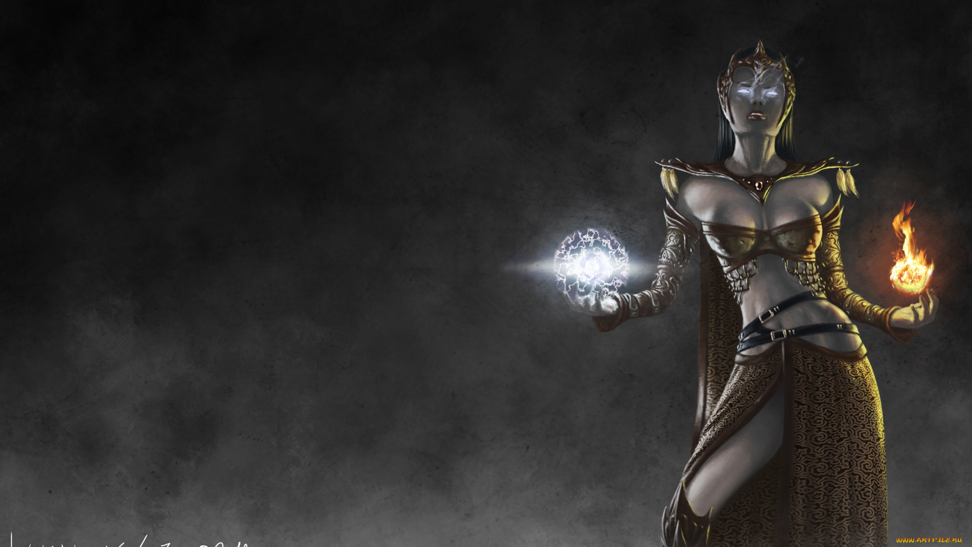 фэнтези, девушки, шары, магия, фон, девушка