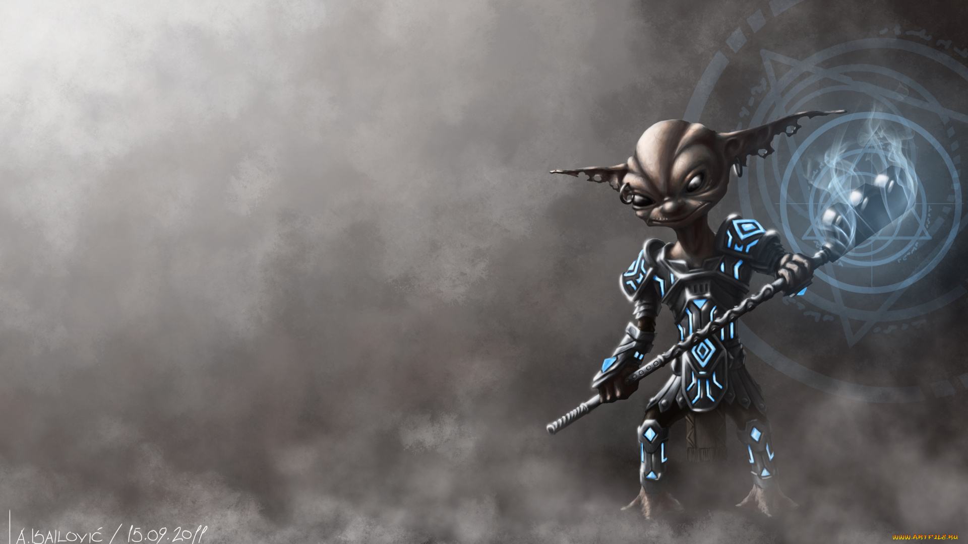 фэнтези, существа, посох, существо, искры, магия