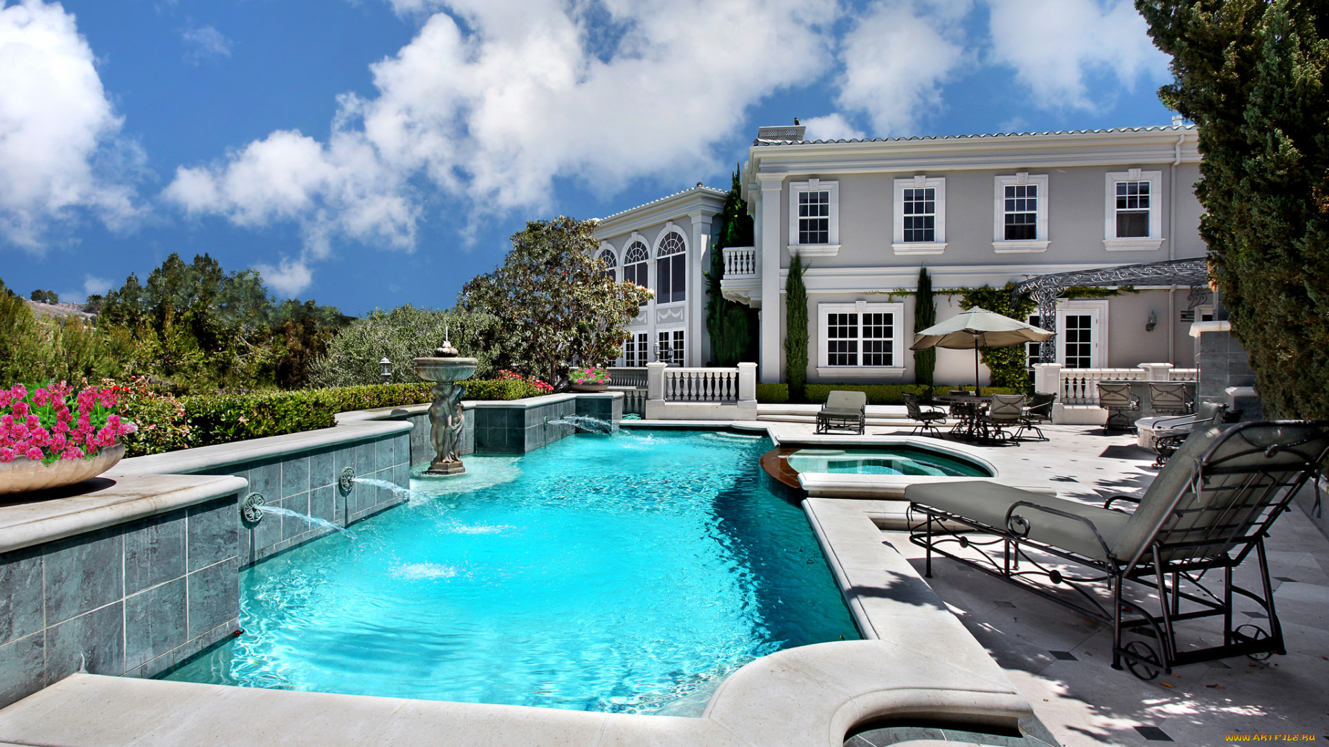 интерьер, бассейны, , открытые, площадки, бассейн, дом, отдых, уют