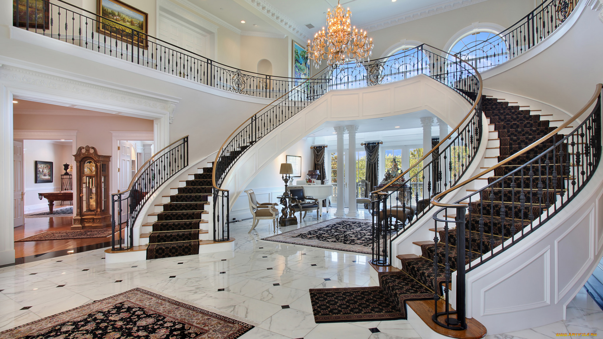 интерьер, холлы, , лестницы, , корридоры, лестница, стиль, дизайн