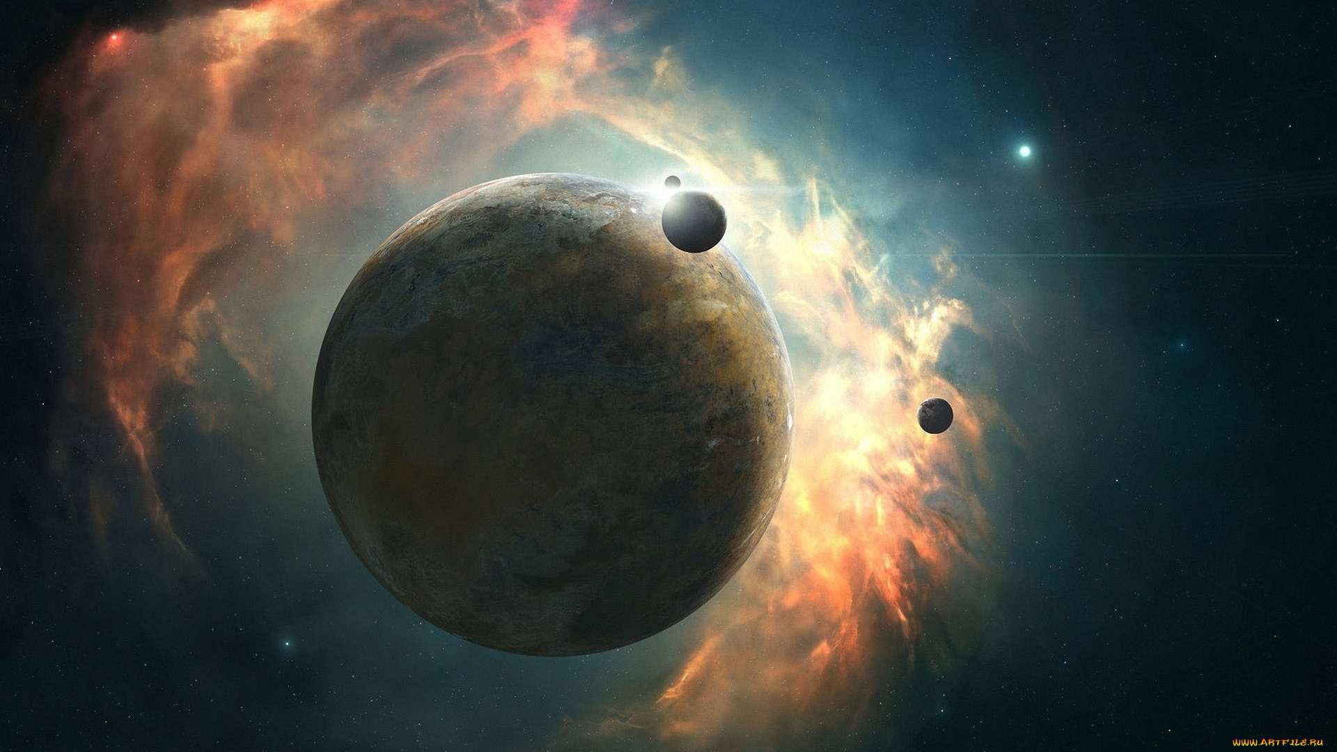космос, арт, туманность, вселенная, звезды, планеты