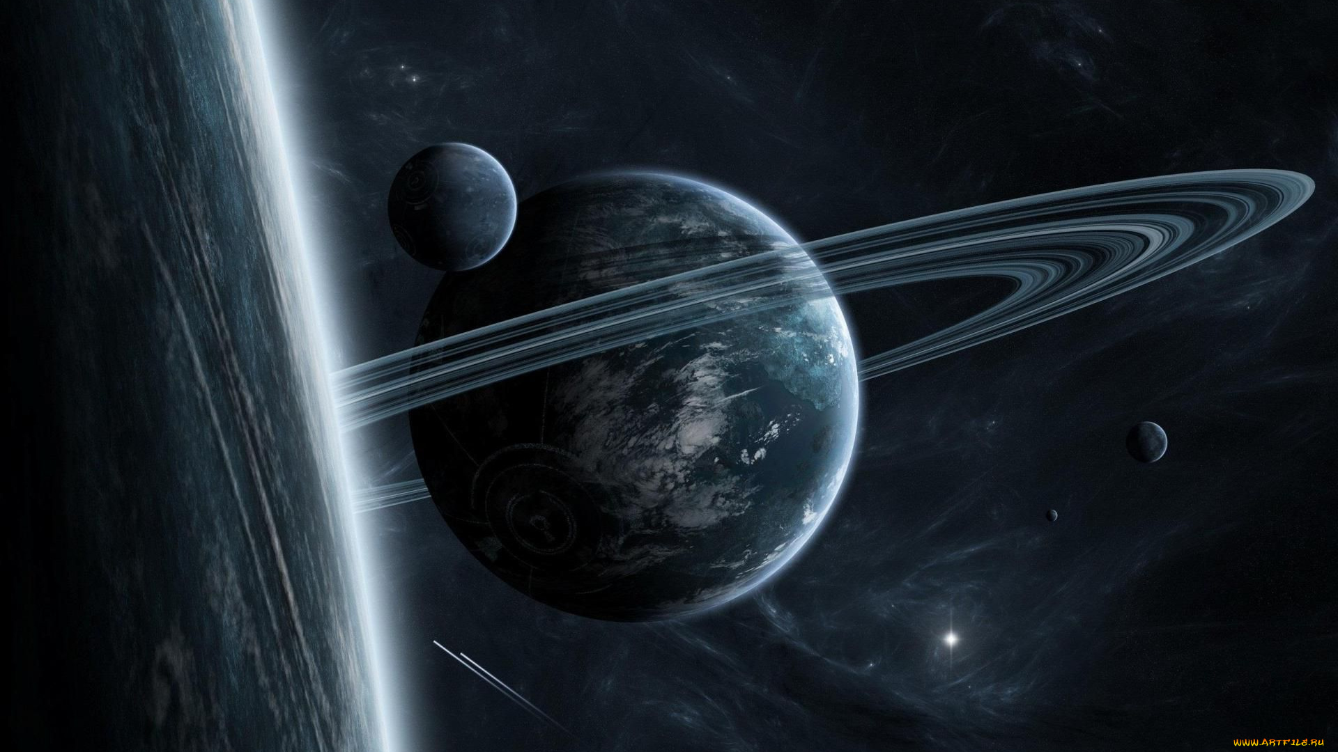 космос, арт, вселенная, звезды, планеты