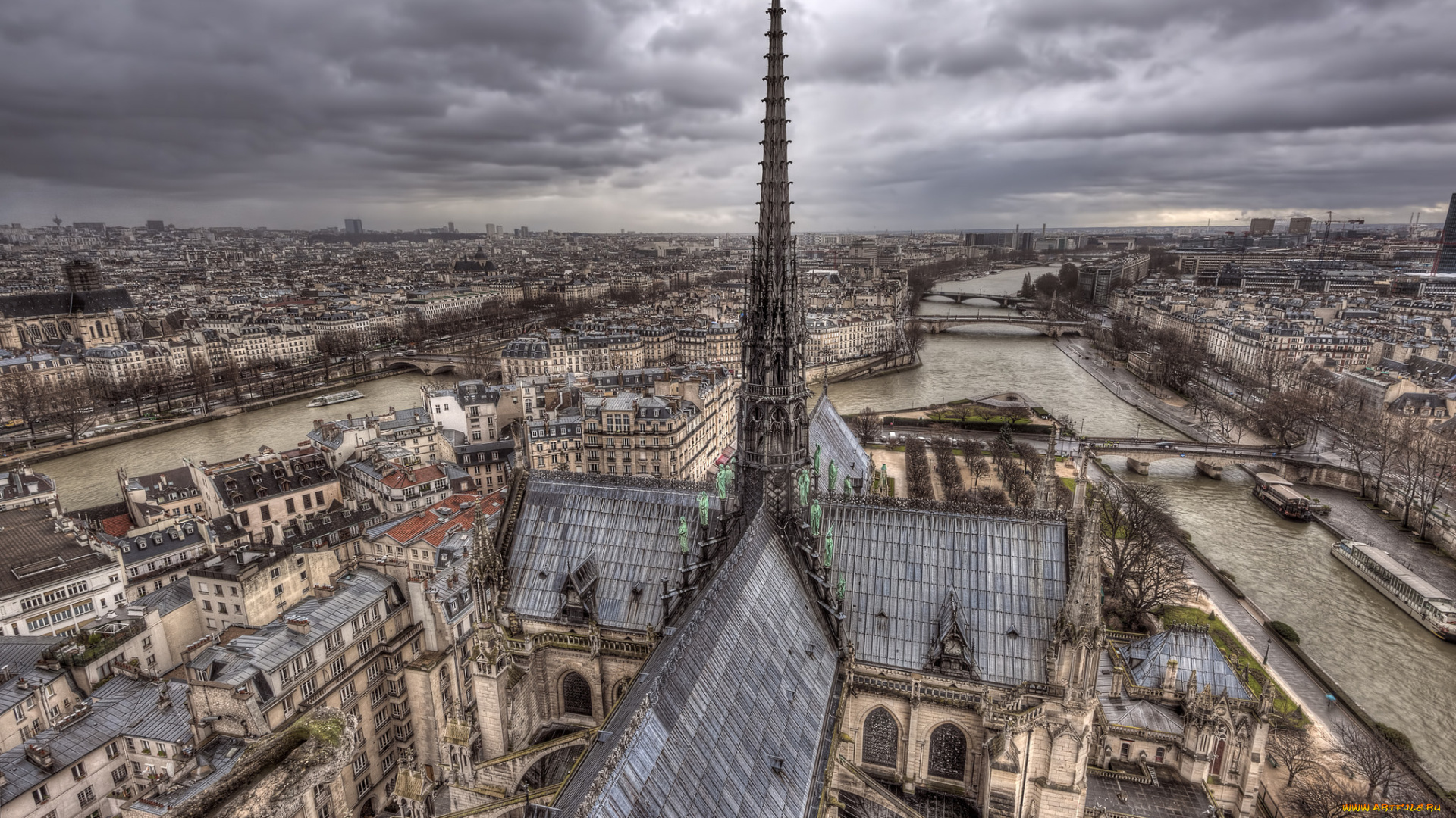 notre, dame, de, paris, города, париж, , франция, собор, панорама, париж