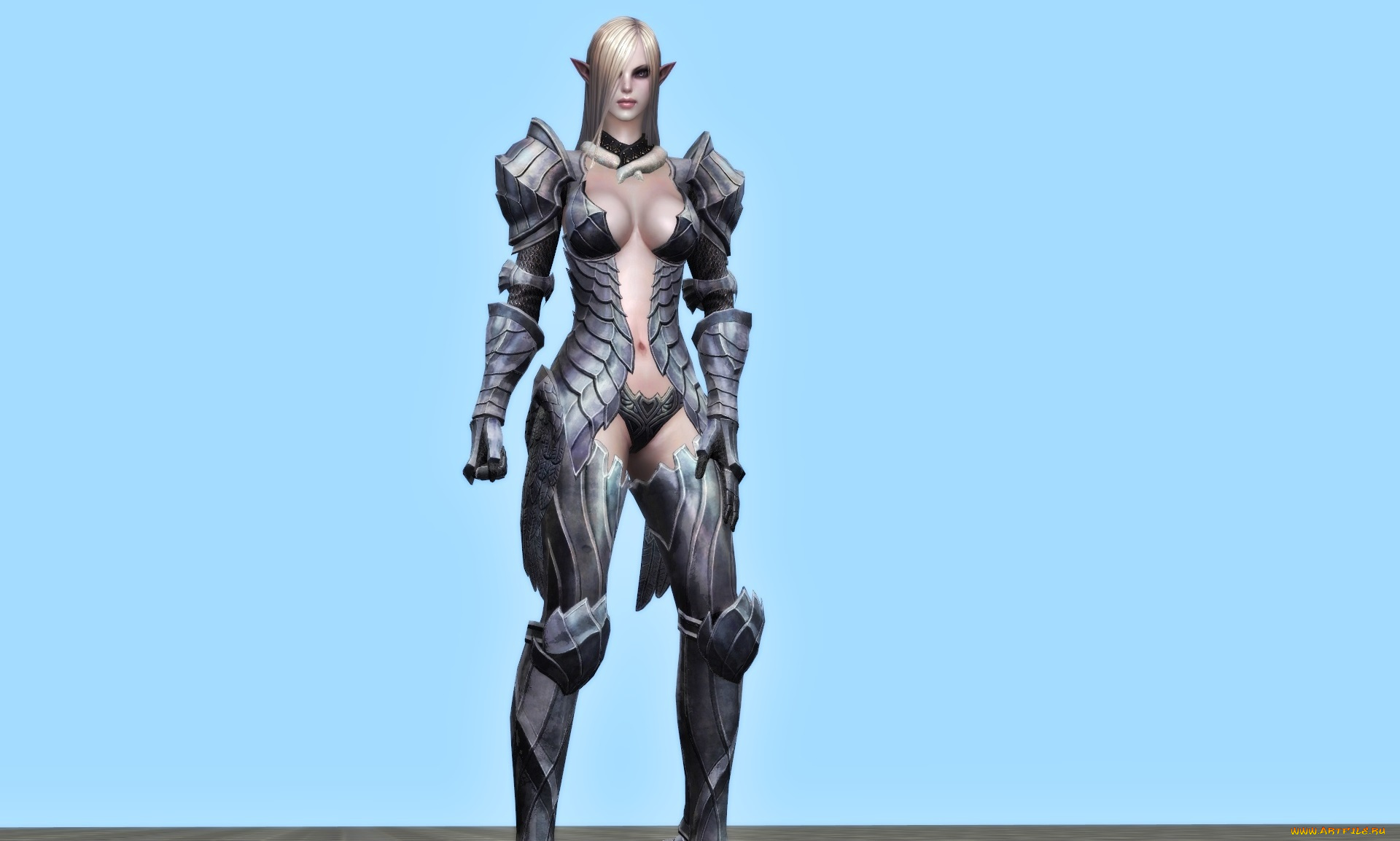 3д, графика, эльфы, , elves, доспехи, взгляд, эльфийка