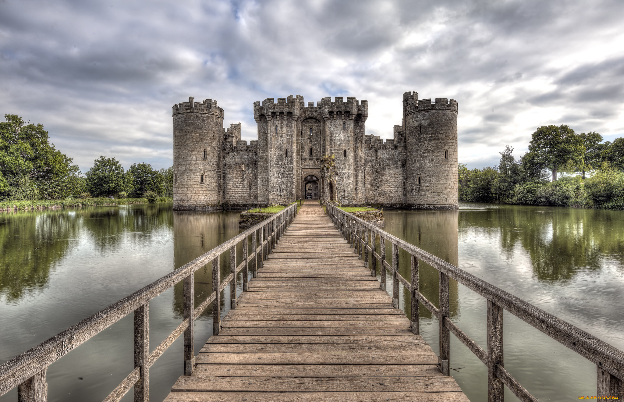 bodiam, города, -, дворцы, , замки, , крепости, лес, озеро, мост, замок