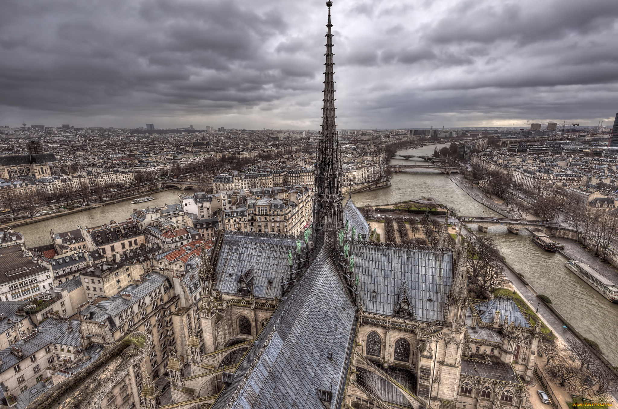 notre, dame, de, paris, города, париж, , франция, собор, панорама, париж