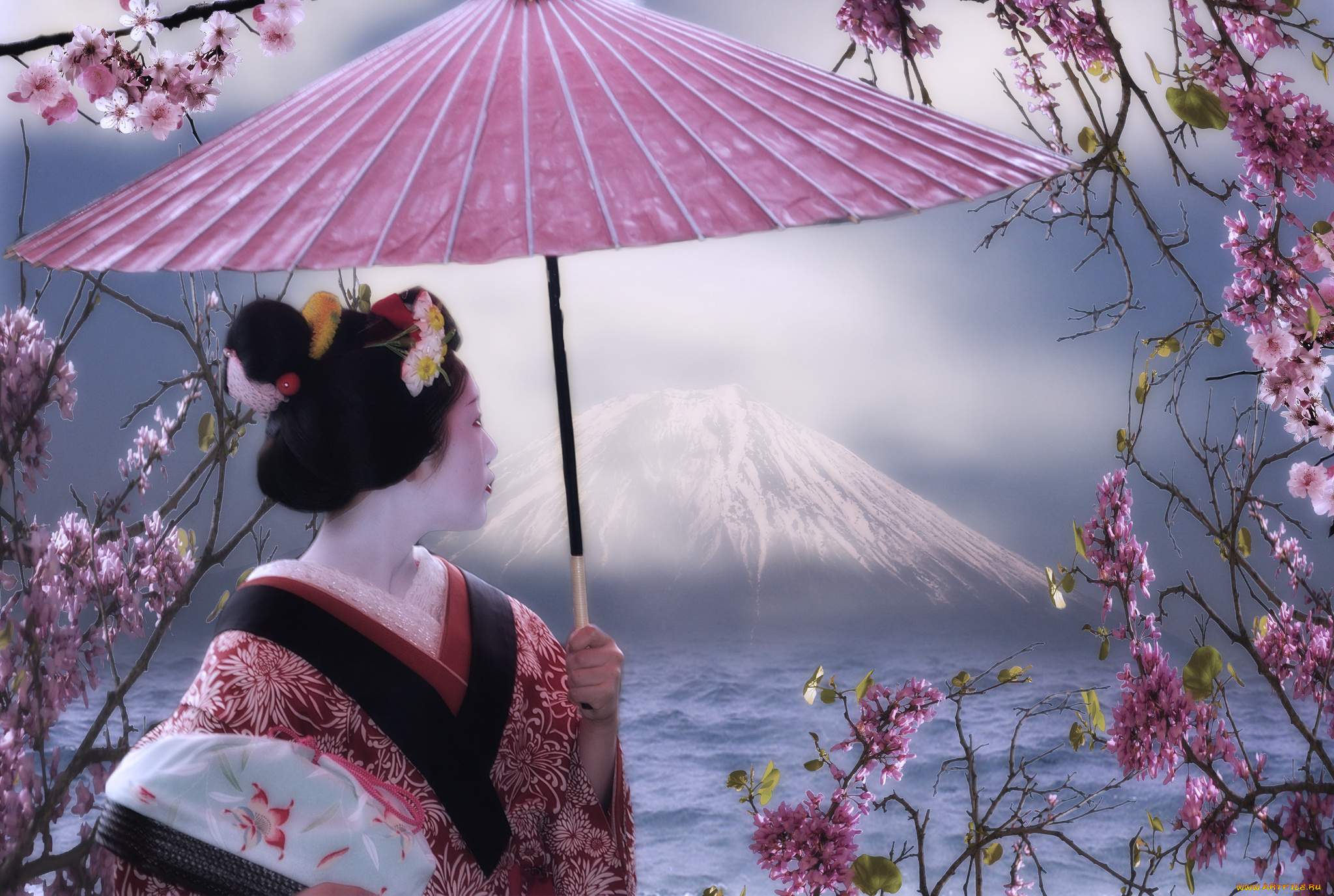 3д, графика, люди, , people, зонт, девушка