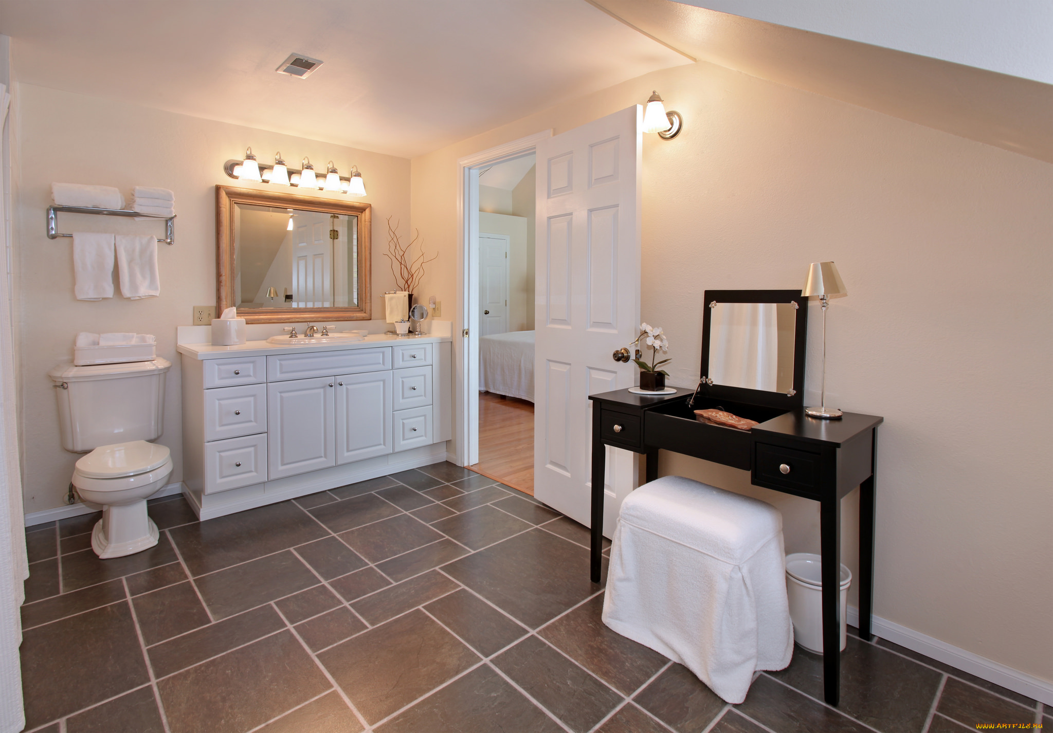 интерьер, ванная, и, туалетная, комнаты, дизайн, стиль, ванная