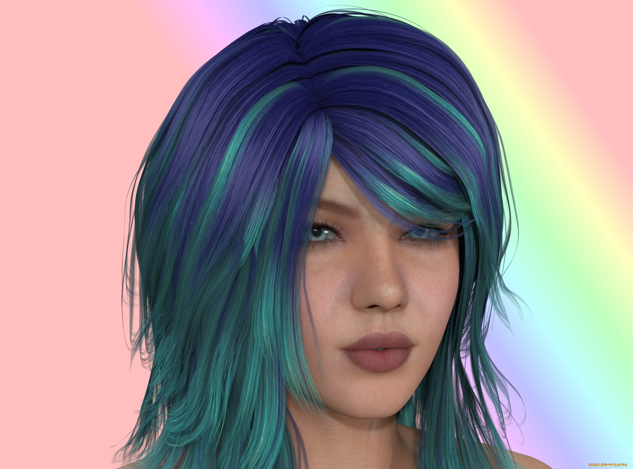 3д, графика, портрет, , portraits, фон, взгляд, девушка