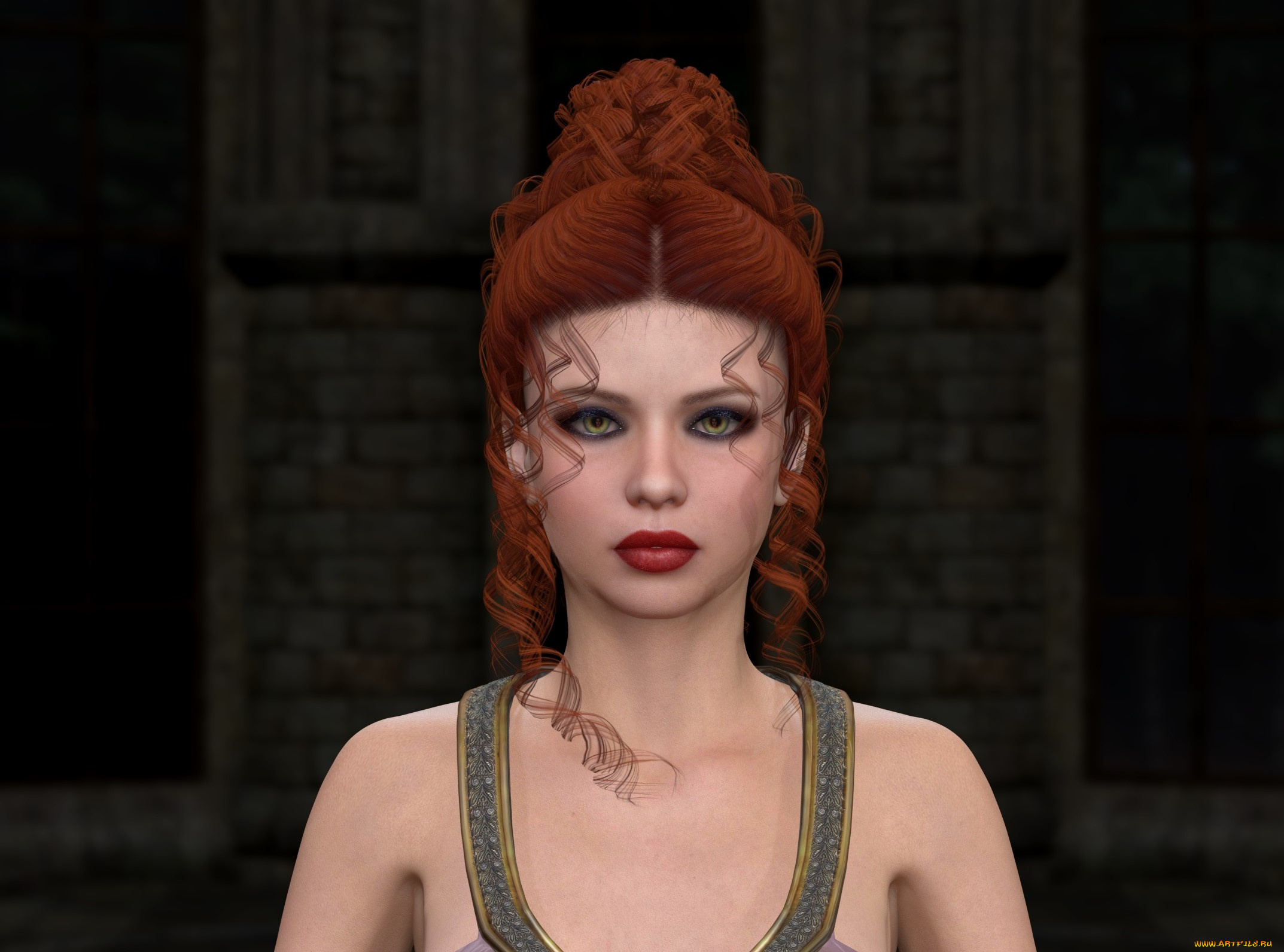 3д, графика, портрет, , portraits, рыжая, взгляд, девушка