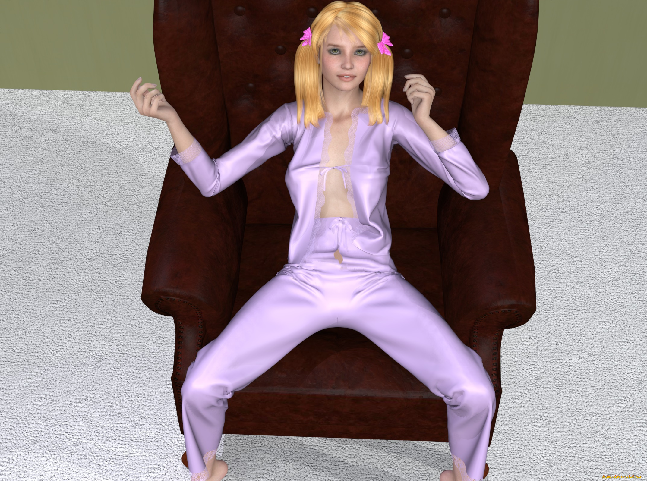 3д, графика, люди, , people, кресло, взгляд, девушка, блондинка